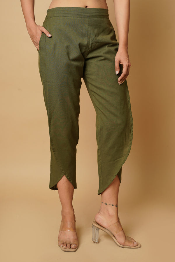 Olive Green Women's Tulip Trouser