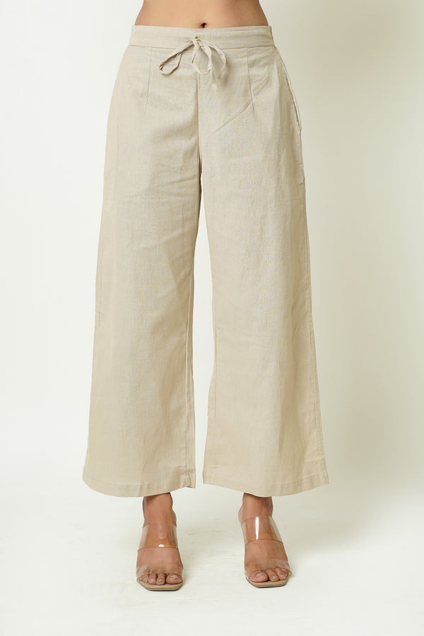 Light Brown Cotton Women's Trouser