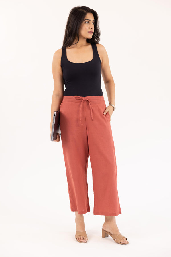 Carnation Red Women's Plazzo Trousers