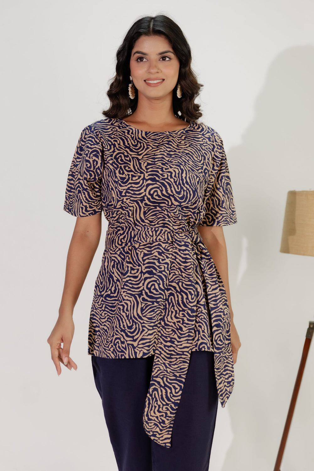 Blue Cotton Printed Top