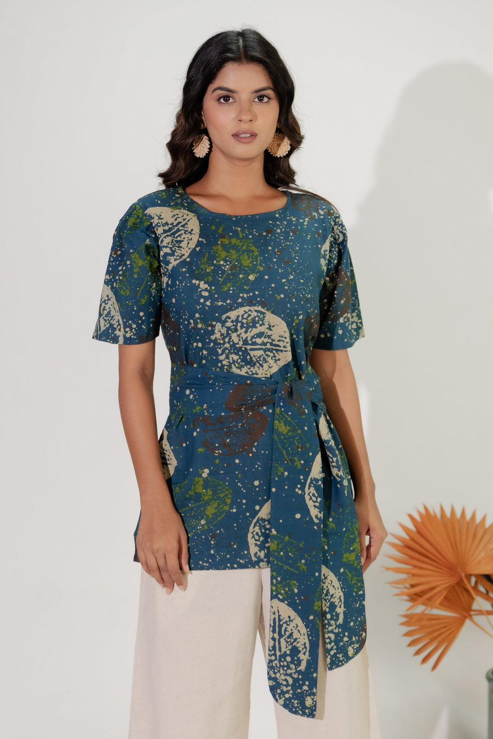 Green Cotton Printed Top