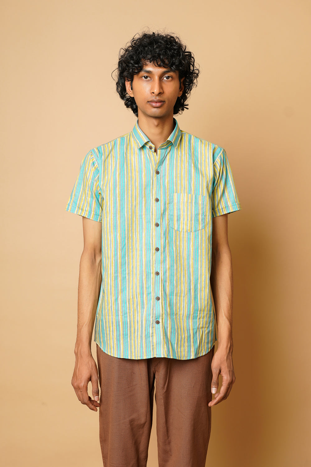 Hand Block Men's Half Sleeves Shirt
