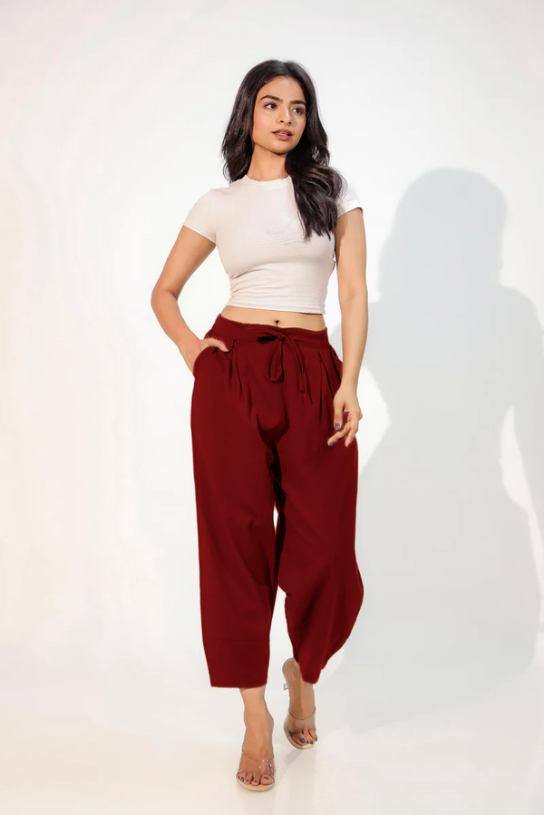 Maroon Women's Regular-Fit Trousers