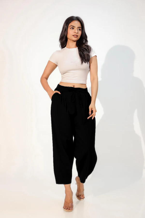 Black Women's Regular-Fit Trousers